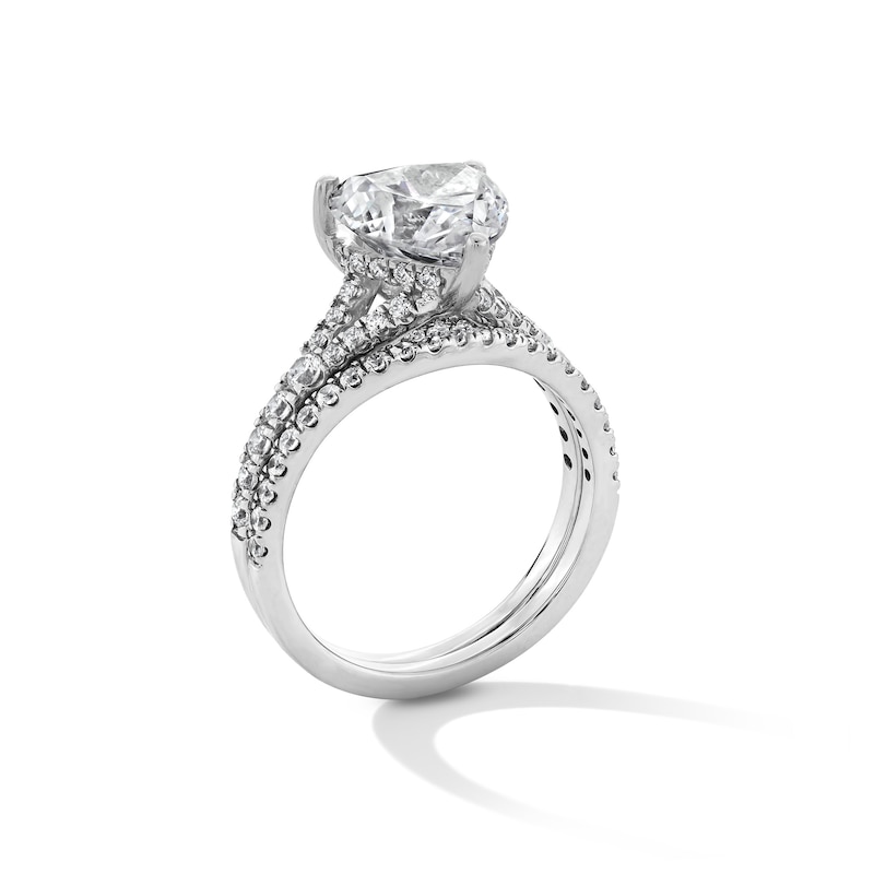 Main Image 3 of 2-3/4 CT. T.W. Heart-Shaped Certified Lab-Grown Diamond Split Shank Bridal Set in 14K White Gold (F/VS2)