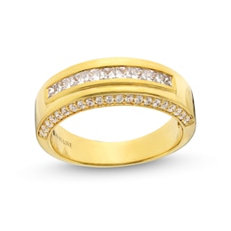 Vera Wang Men's 1 CT. T.W. Square-Cut Diamond Nine Stone Anniversary Band in 14K Gold