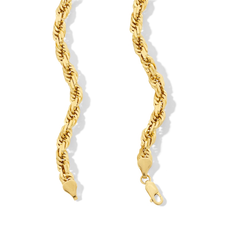 Main Image 2 of 6.5mm Diamond-Cut Glitter Rope Chain Necklace in Solid 14K Gold - 24"