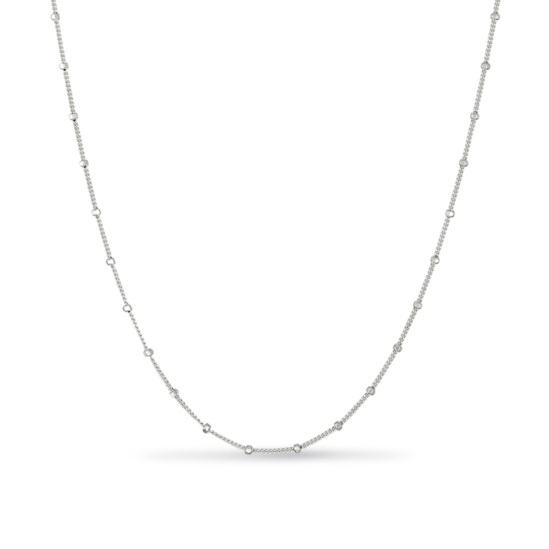 Main Image 1 of 1.5mm Diamond-Cut Bead Station Chain Necklace in Solid Sterling Silver - 18"