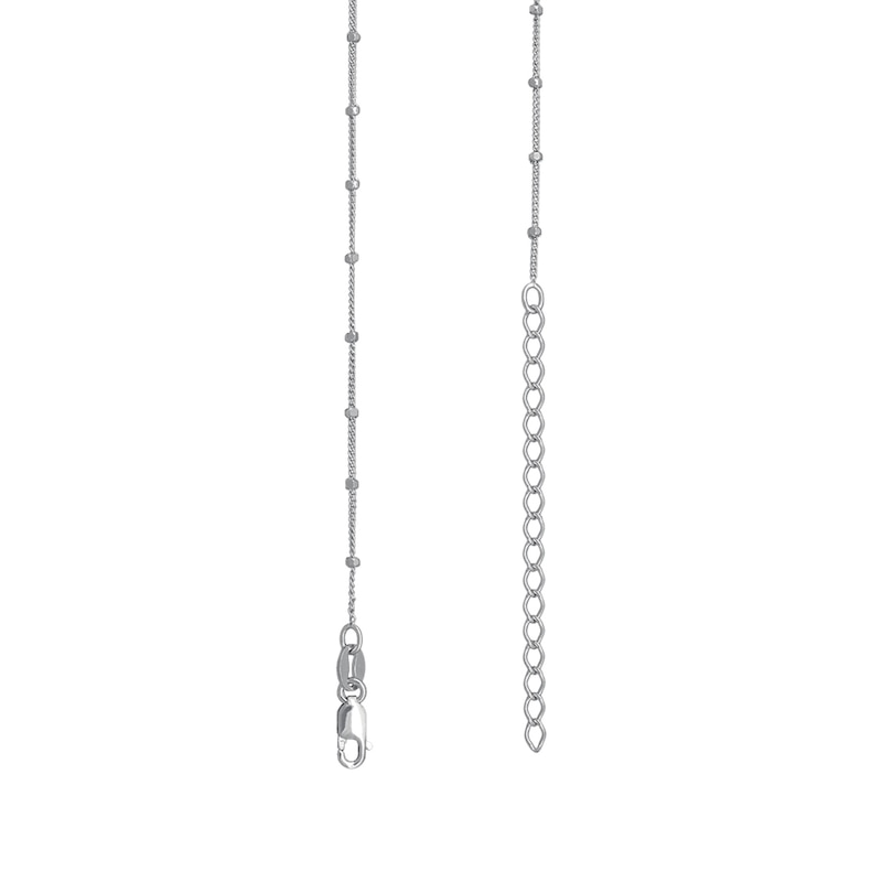 Main Image 2 of 1.5mm Diamond-Cut Bead Station Chain Necklace in Solid Sterling Silver - 18"