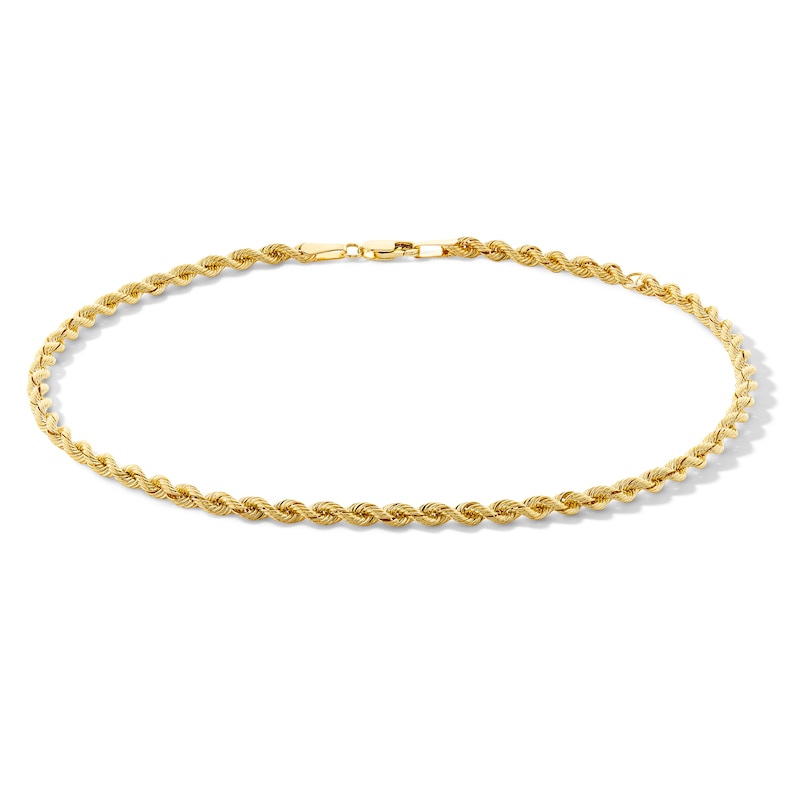 Main Image 1 of 2.5mm Silk Rope™ Chain Anklet in Solid 14K Gold - 10"