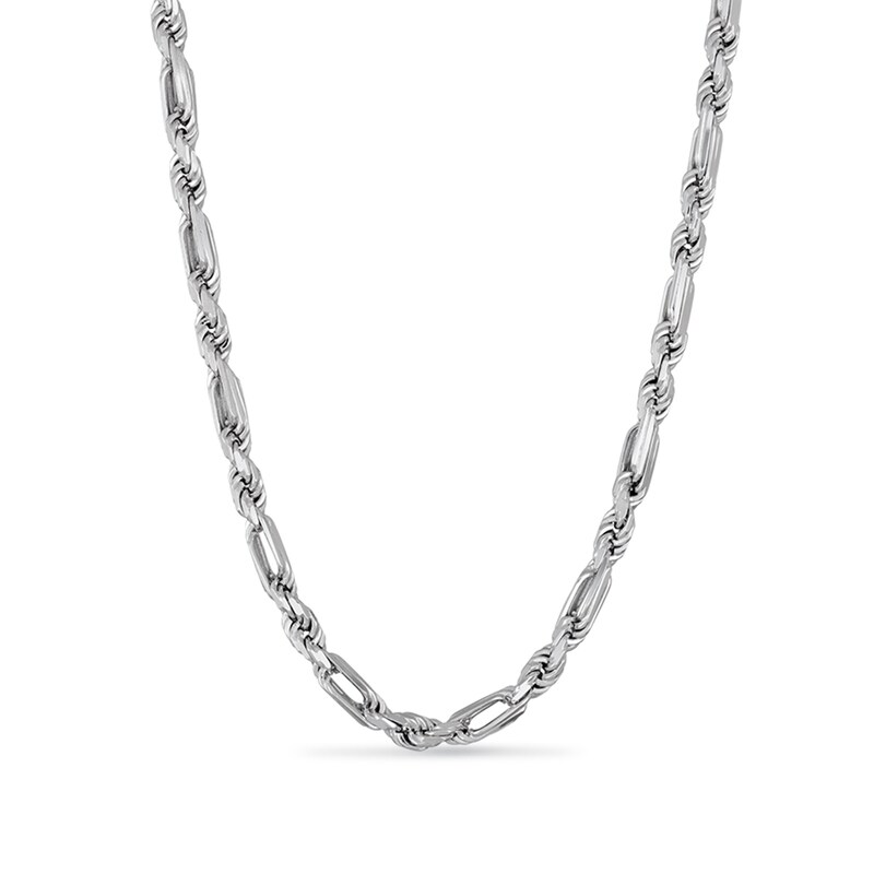 Main Image 1 of 6.5mm Diamond-Cut Alternating Rope Chain Necklace in Solid Sterling Silver - 20"