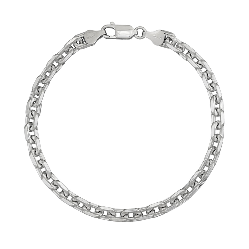 Main Image 1 of 6.0mm Diamond-Cut Flat Rolo Chain Bracelet in Solid Sterling Silver - 8.5"