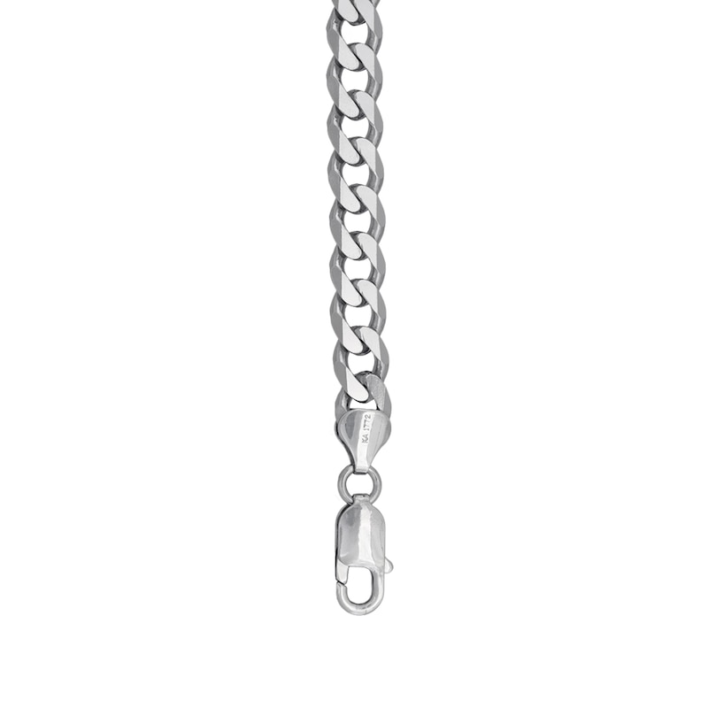 Main Image 2 of 7.2mm Diamond-Cut Curb Chain Bracelet in Solid Sterling Silver - 8.5"
