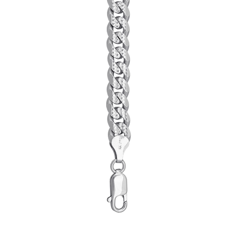 Main Image 2 of 6.9mm Diamond-Cut Miami Cuban Curb Chain Bracelet in Solid Sterling Silver - 8.5"