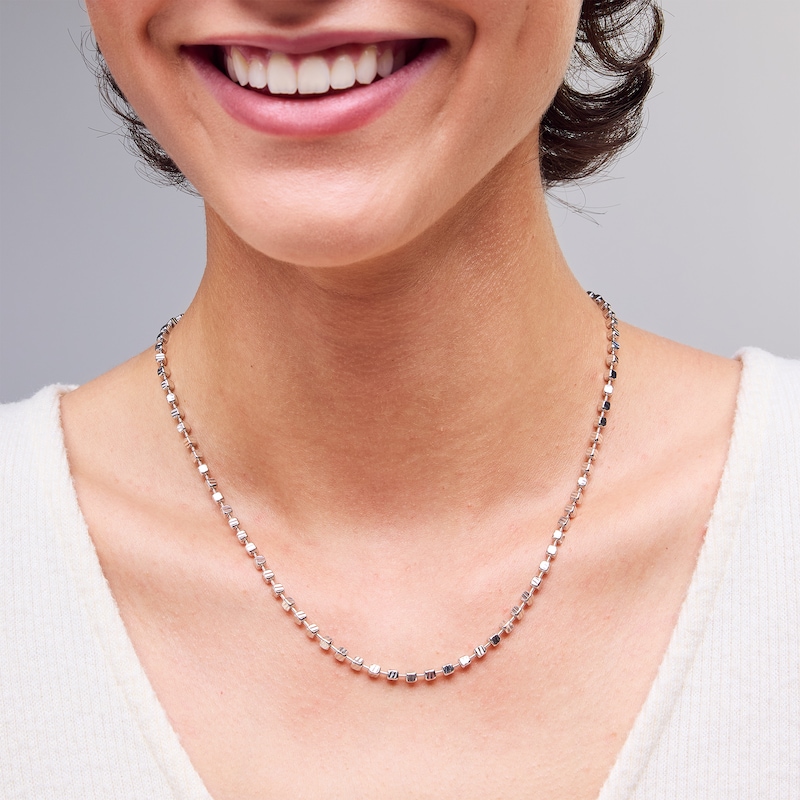 Main Image 2 of 2.94mm Diamond-Cut Bead Chain Necklace in Solid Sterling Silver - 18"