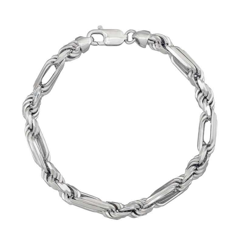 Main Image 1 of 6.5mm Diamond-Cut Alternating Rope Chain Bracelet in Solid Sterling Silver - 8.5"