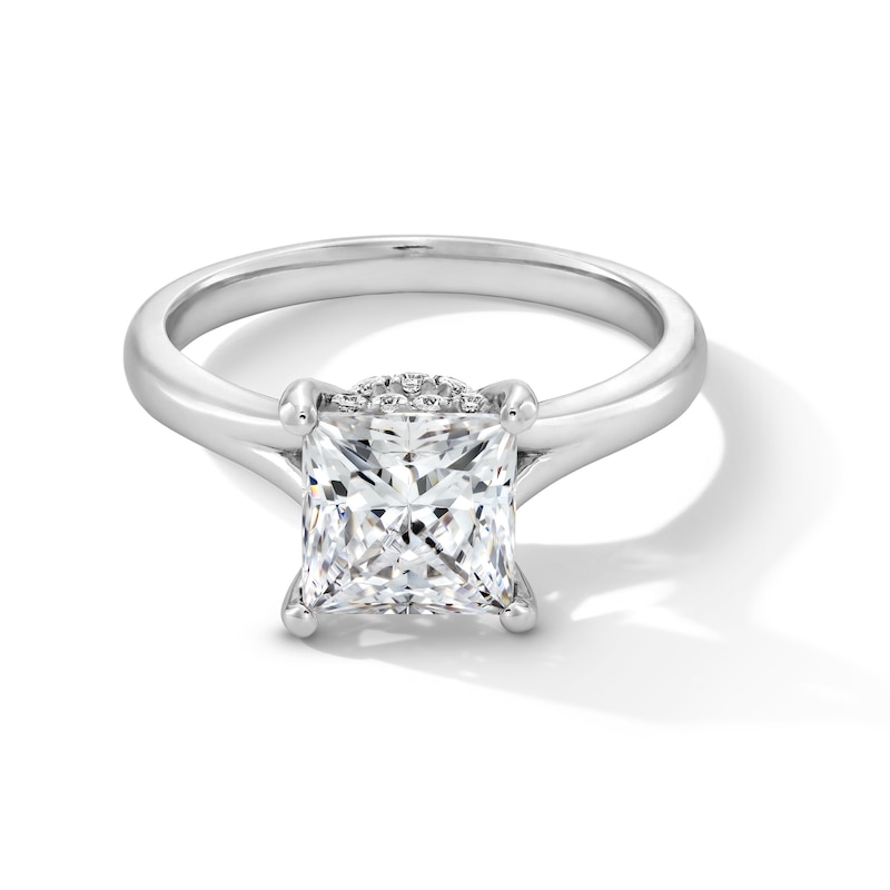 Main Image 1 of 2 CT. T.W. Princess-Cut Certified Lab-Grown Diamond Solitaire Split Shank Engagement Ring in 14K White Gold (F/VS2)