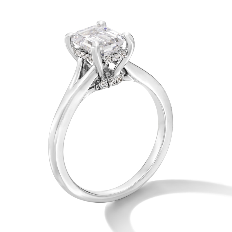 Main Image 2 of 2 CT. T.W. Emerald-Cut Certified Lab-Grown Diamond Solitaire Split Shank Engagement Ring in 14K White Gold (F/VS2)