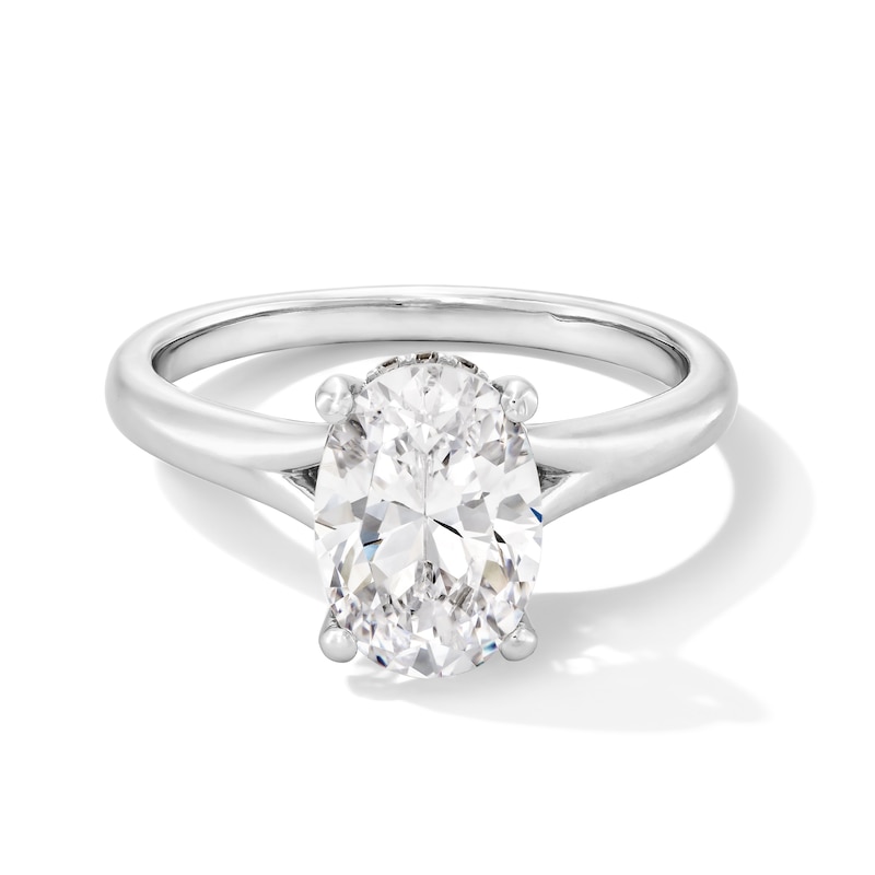 Main Image 1 of 2 CT. T.W. Oval Certified Lab-Grown Diamond Solitaire Split Shank Engagement Ring in 14K White Gold (F/VS2)