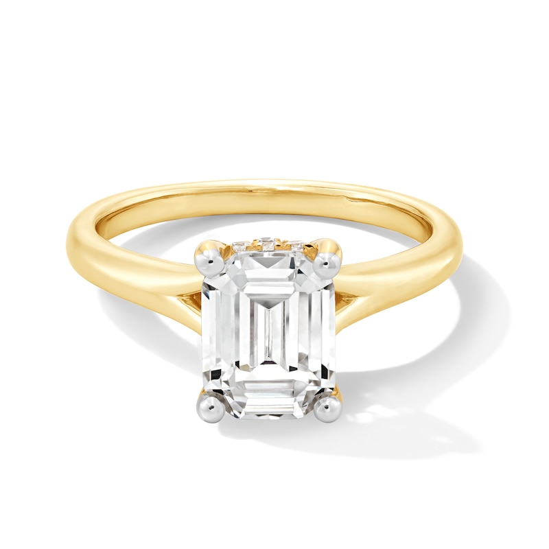 Main Image 1 of 2 CT. T.W. Emerald-Cut Certified Lab-Grown Diamond Solitaire Split Shank Engagement Ring in 14K Gold (F/VS2)