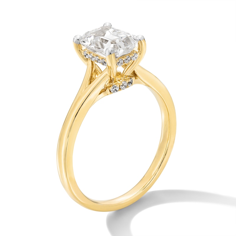 Main Image 3 of 2 CT. T.W. Emerald-Cut Certified Lab-Grown Diamond Solitaire Split Shank Engagement Ring in 14K Gold (F/VS2)
