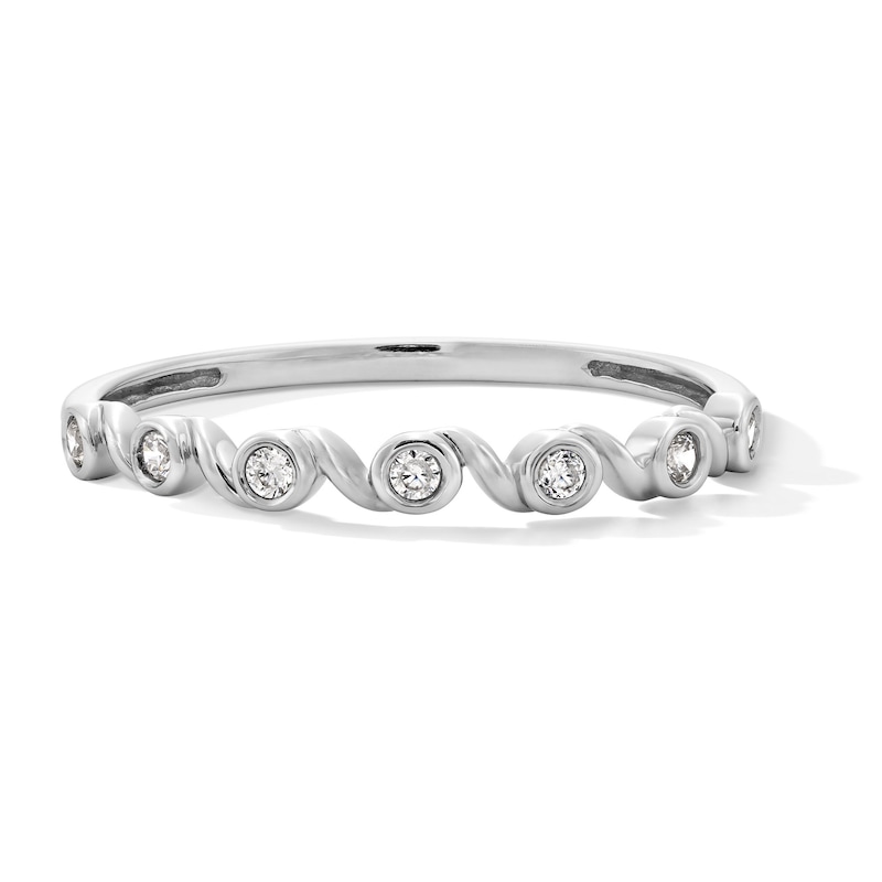 Main Image 1 of 1/10 CT. T.W. Diamond Bezel-Set Cascading Stackable Band in 10K White Gold