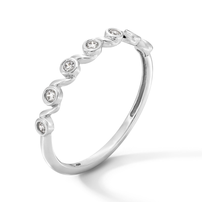 Main Image 2 of 1/10 CT. T.W. Diamond Bezel-Set Cascading Stackable Band in 10K White Gold
