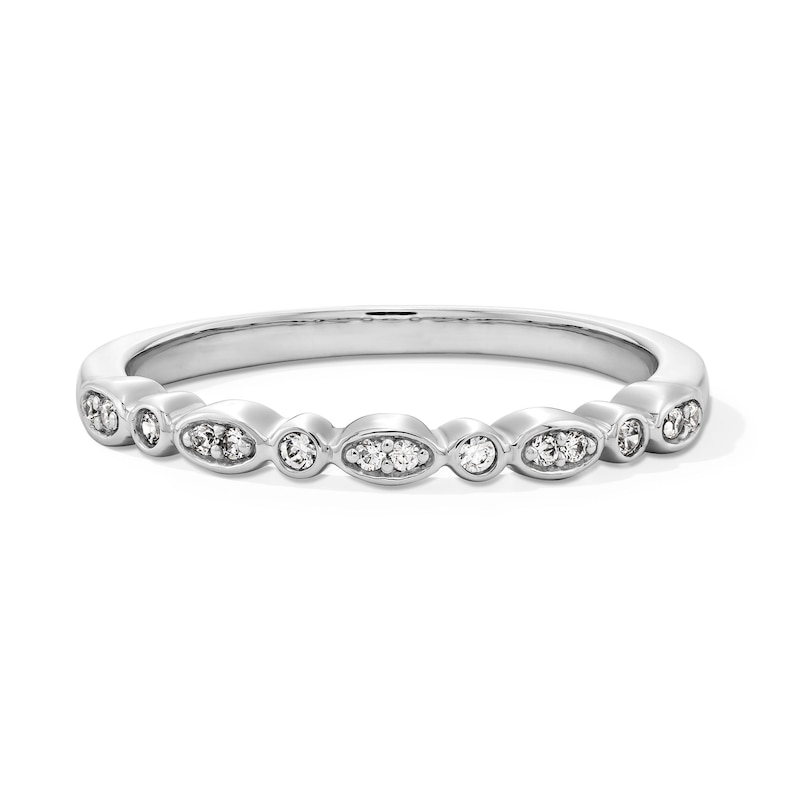 Main Image 1 of 1/15 CT. T.W. Diamond Art Deco Stackable Band in 10K White Gold