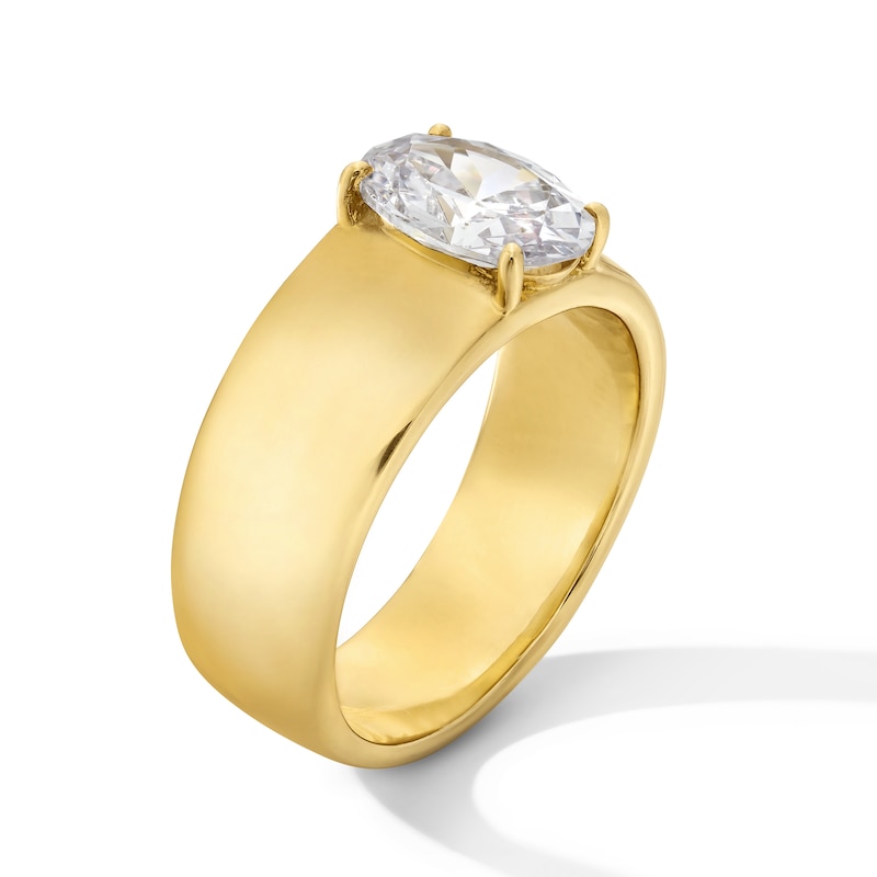 Main Image 3 of 2 CT. Oval Certified Lab-Grown Diamond Solitaire Cigar Band Engagement Ring in 14K Gold (F/VS2)