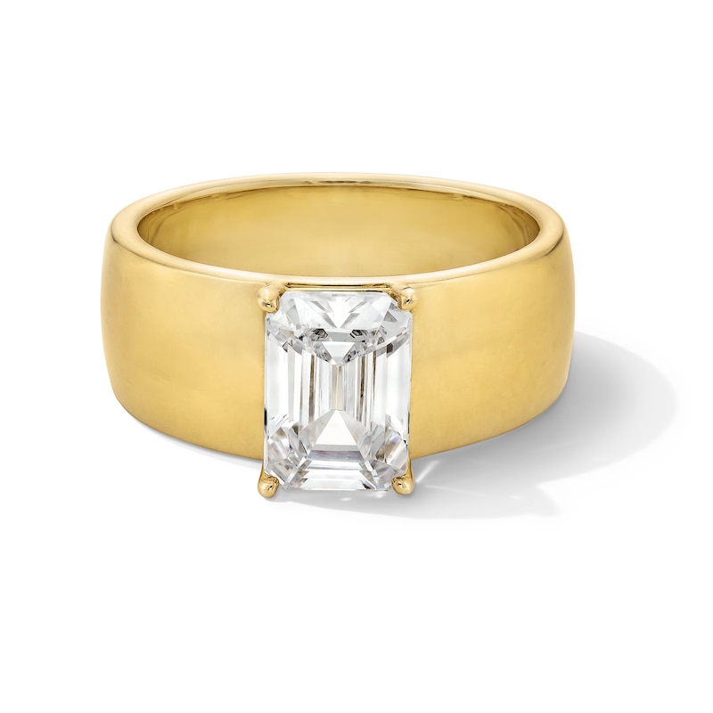 Main Image 1 of 2 CT. Emerald-Cut Certified Lab-Grown Diamond Solitaire Cigar Band Engagement Ring in 14K Gold (F/VS2)
