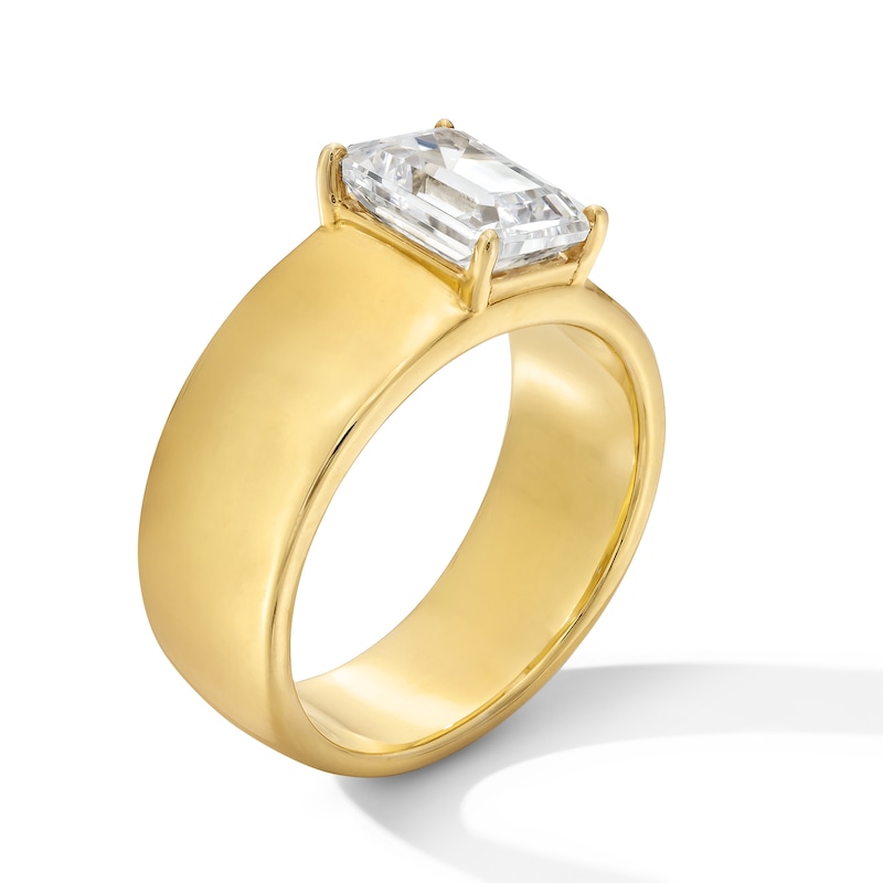 Main Image 3 of 2 CT. Emerald-Cut Certified Lab-Grown Diamond Solitaire Cigar Band Engagement Ring in 14K Gold (F/VS2)