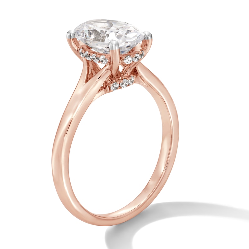Main Image 2 of 2 CT. T.W. Oval Certified Lab-Grown Diamond Solitaire Hidden Halo Engagement Ring in 14K Rose Gold (F/VS2)