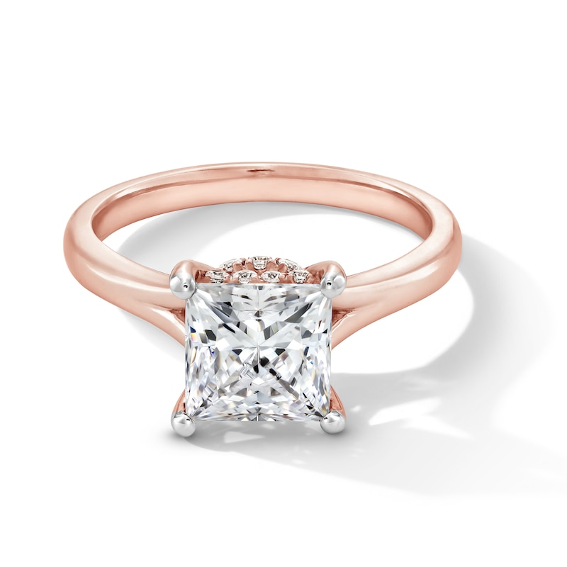 Main Image 1 of 2 CT. T.W. Princess-Cut Certified Lab-Grown Diamond Solitaire Hidden Halo Engagement Ring in 14K Rose Gold