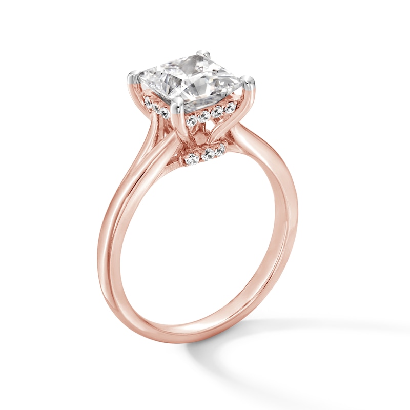 Main Image 2 of 2 CT. T.W. Princess-Cut Certified Lab-Grown Diamond Solitaire Hidden Halo Engagement Ring in 14K Rose Gold