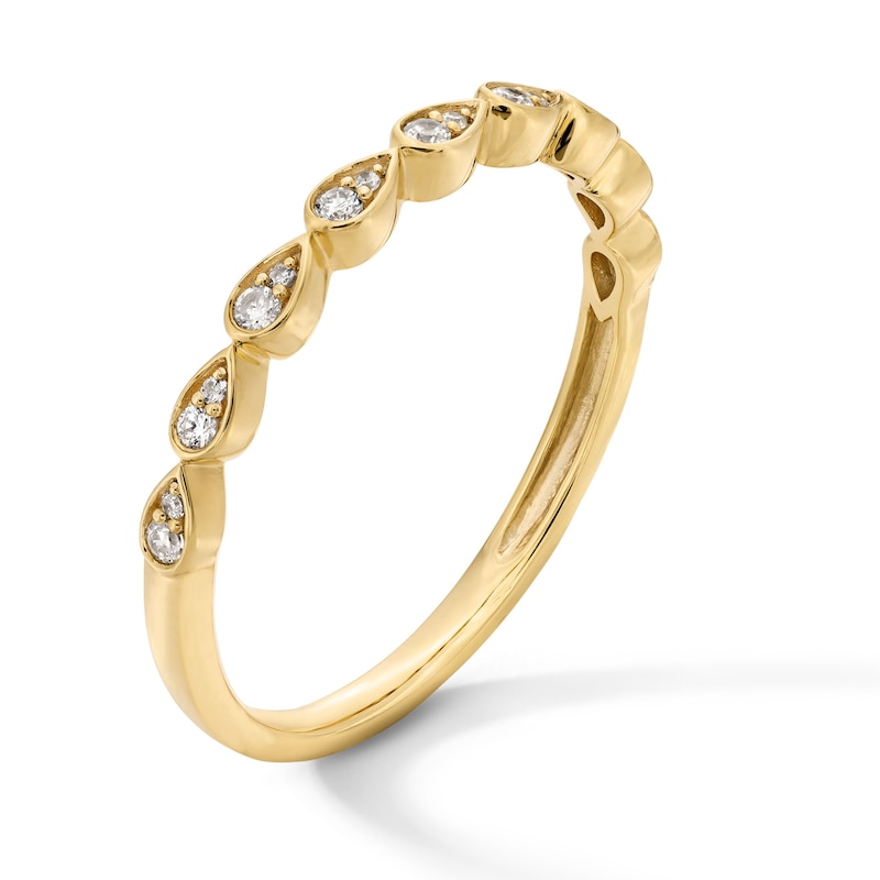 Main Image 2 of 1/10 CT. T.W. Pear-Shaped Multi-Diamond Stackable Band in 10K Gold