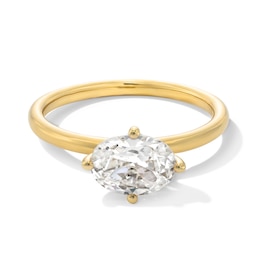 1 CT. Oval Certified Lab-Grown Diamond Sideways Solitaire Engagement Ring in 14K Gold (F/VS2)