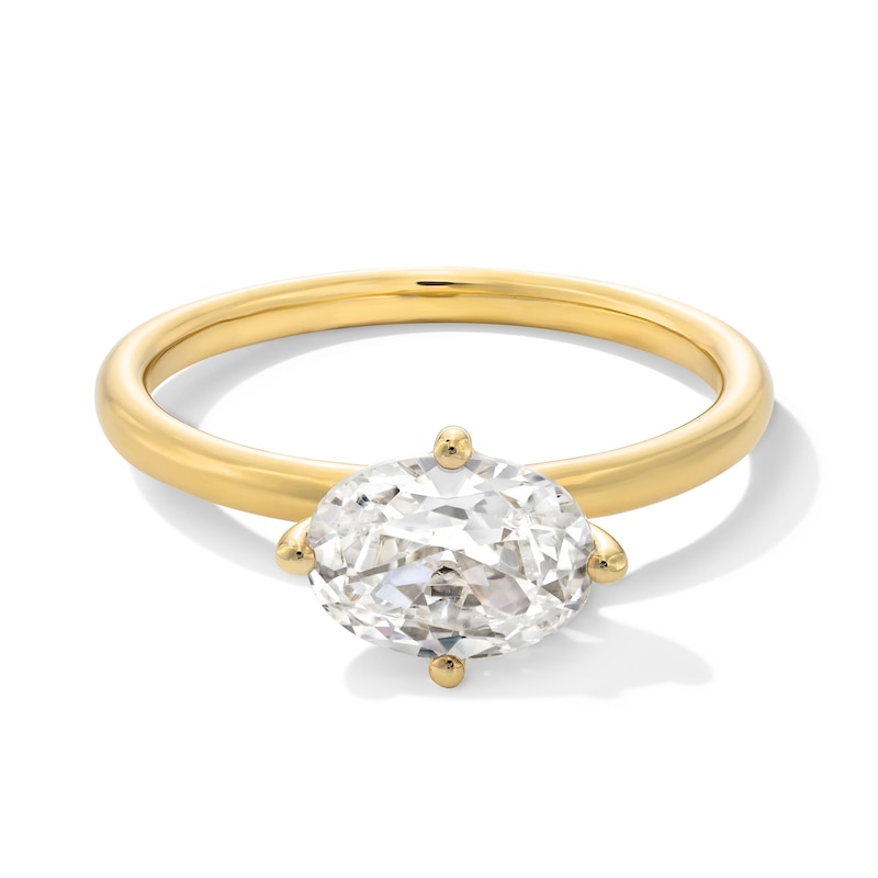 Main Image 1 of 1 CT. Oval Certified Lab-Grown Diamond Sideways Solitaire Engagement Ring in 14K Gold (F/VS2)
