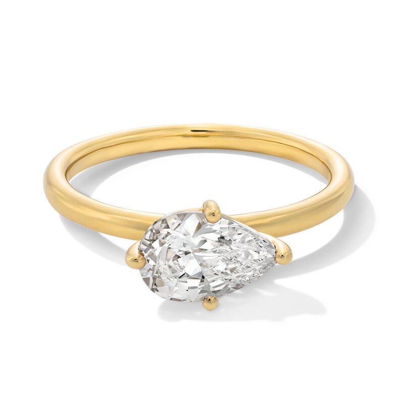 Main Image 1 of 1 CT. Pear-Shaped Certified Lab-Created Diamond Sideways Solitaire Engagement Ring in 14K Gold (F/VS2)