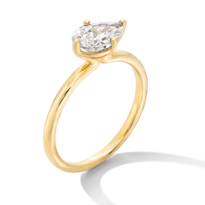 Main Image 3 of 1 CT. Pear-Shaped Certified Lab-Created Diamond Sideways Solitaire Engagement Ring in 14K Gold (F/VS2)