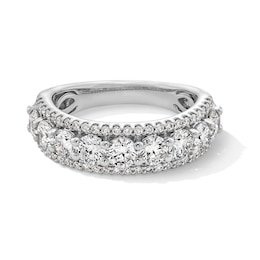 2 CT. T.W. Lab-Grown Diamond Triple Row Band in 14K White Gold (I/SI2)