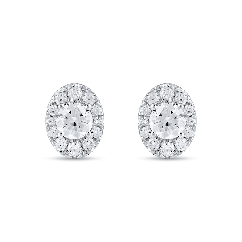 Main Image 1 of 1-1/2 CT. T.W. Certified Lab-Grown Diamond Oval Frame Stud Earrings in 10K White Gold (F/VS2)