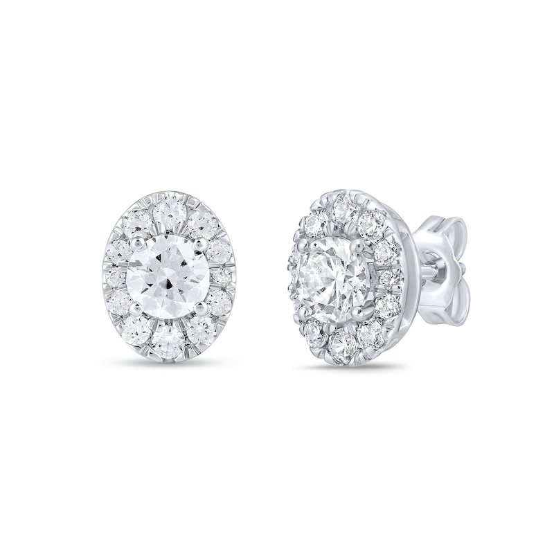 Main Image 2 of 1-1/2 CT. T.W. Certified Lab-Grown Diamond Oval Frame Stud Earrings in 10K White Gold (F/VS2)