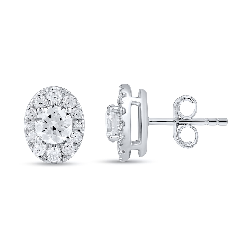 Main Image 3 of 1-1/2 CT. T.W. Certified Lab-Grown Diamond Oval Frame Stud Earrings in 10K White Gold (F/VS2)