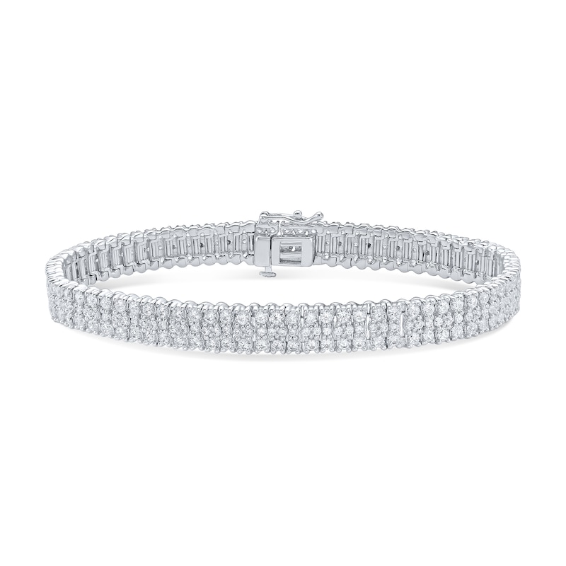 Main Image 1 of 6 CT. T.W. Certified Lab-Grown Diamond Triple Row Bracelet in 10K White Gold (F/VS2)