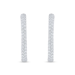 3 CT. T.W. Lab-Grown Diamond Inside-Out Oval Hoop Earrings in 10K White Gold (F/VS2)