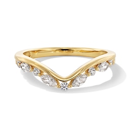 1/3 CT. T.W. Marquise and Round Certified Lab-Grown Diamond Contour Band in 14K Gold (F/VS2)