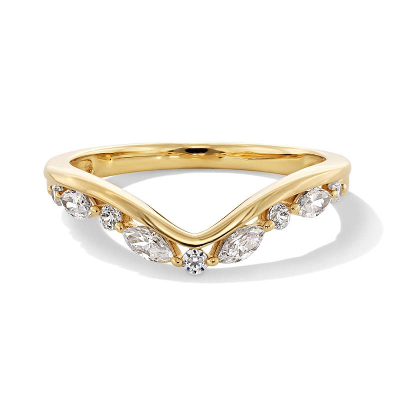 Main Image 1 of 1/3 CT. T.W. Marquise and Round Certified Lab-Grown Diamond Contour Band in 14K Gold (F/VS2)