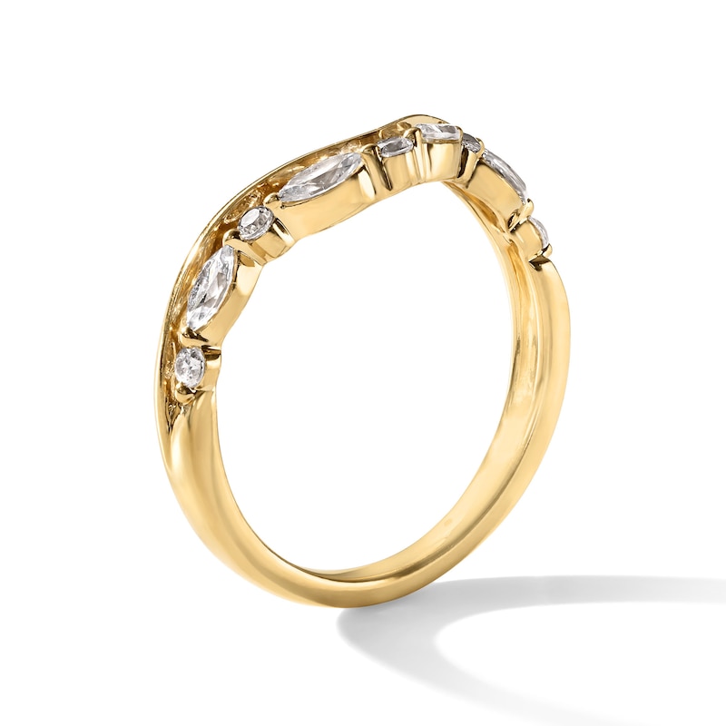 Main Image 2 of 1/3 CT. T.W. Marquise and Round Certified Lab-Grown Diamond Contour Band in 14K Gold (F/VS2)