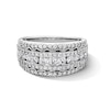 Thumbnail Image 1 of 1 CT. T.W. Certified Lab-Grown Diamond Multi-Row Scallop Border Band in 14K White Gold (F/VS2)