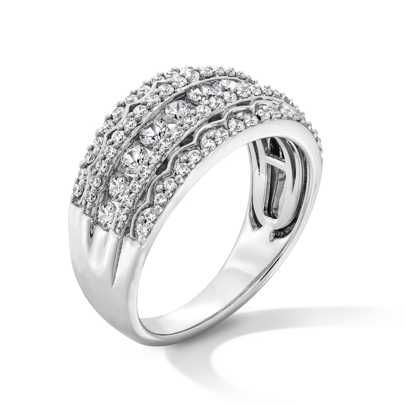Main Image 2 of 1 CT. T.W. Certified Lab-Grown Diamond Multi-Row Scallop Border Band in 14K White Gold (F/VS2)