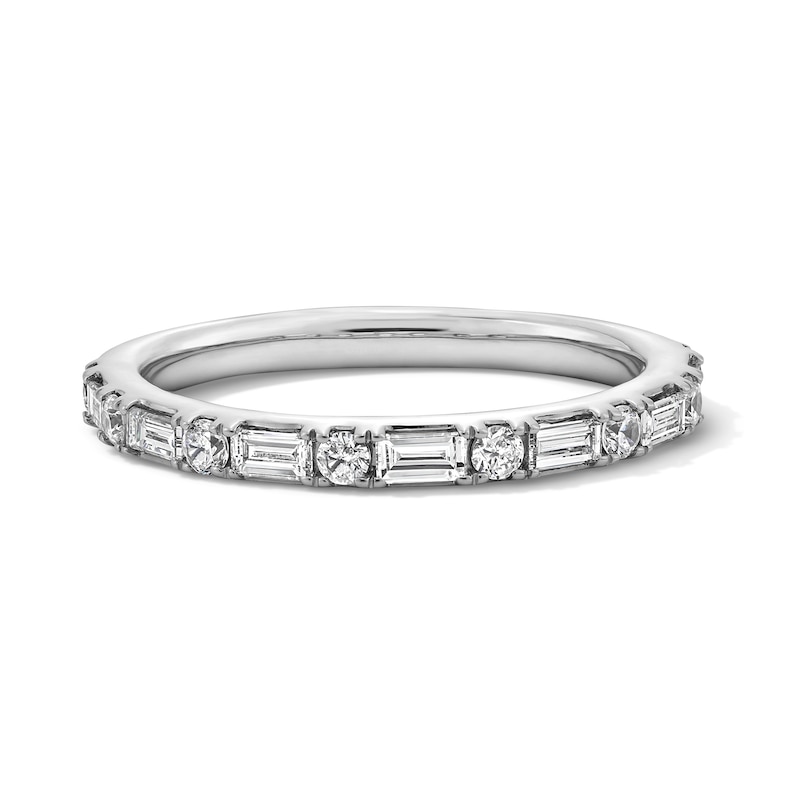 Main Image 1 of 1/2 CT. T.W. Baguette and Round Certified Lab-Grown Diamond Alternating Band in 14K White Gold (F/VS2)