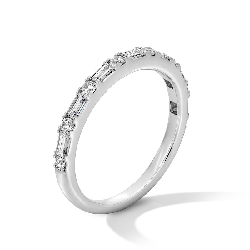 Main Image 2 of 1/2 CT. T.W. Baguette and Round Certified Lab-Grown Diamond Alternating Band in 14K White Gold (F/VS2)