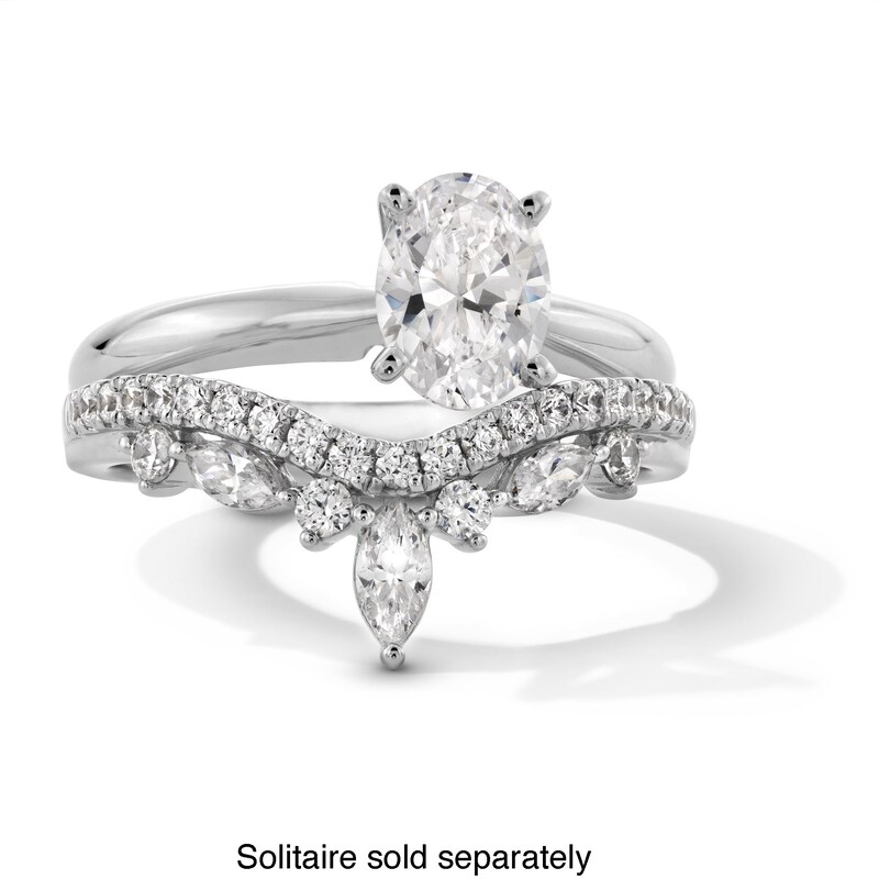 Main Image 3 of 1/2 CT. T.W. Marquise and Round Certified Lab-Grown Diamond Double Row Contour Band in 14K White Gold (F/VS2)