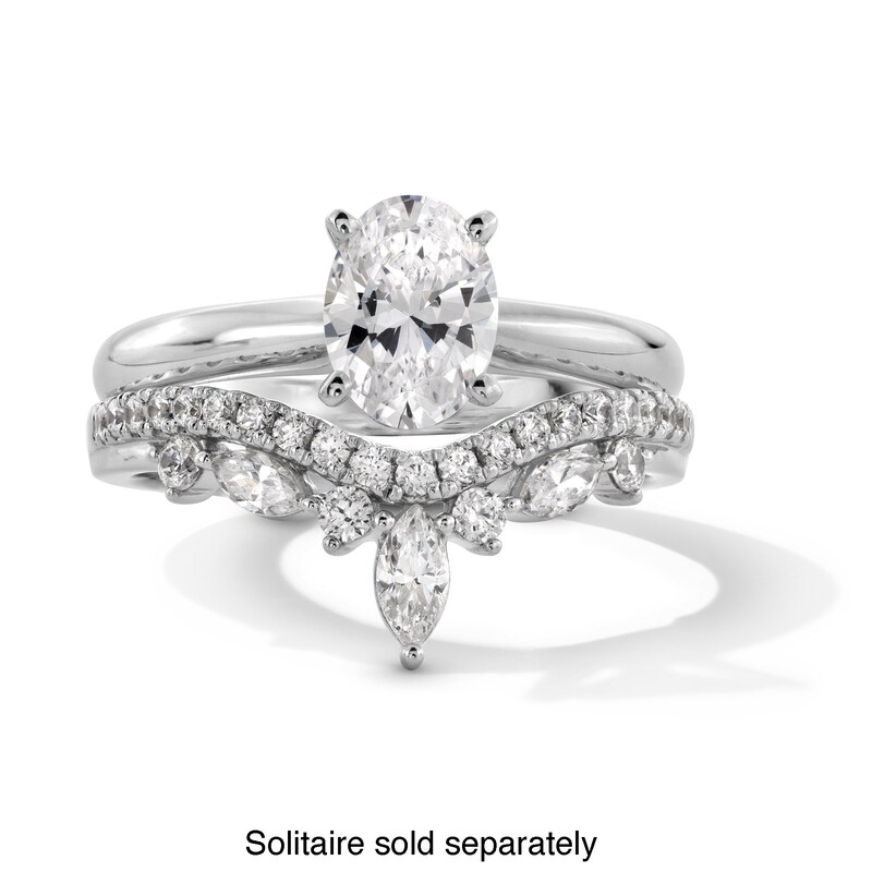 Main Image 4 of 1/2 CT. T.W. Marquise and Round Certified Lab-Grown Diamond Double Row Contour Band in 14K White Gold (F/VS2)