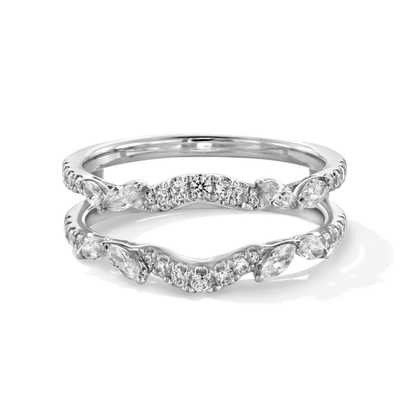 Main Image 1 of 5/8 CT. T.W. Marquise-Cut Certified Lab-Grown Diamond Leaf-Sides Solitaire Enhancer in 14K White Gold (F/VS2)