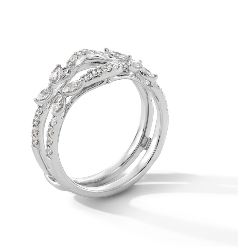 Main Image 2 of 5/8 CT. T.W. Marquise-Cut Certified Lab-Grown Diamond Leaf-Sides Solitaire Enhancer in 14K White Gold (F/VS2)