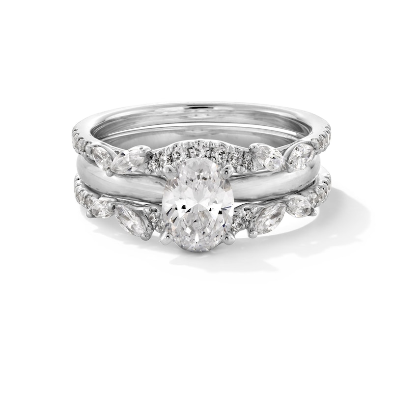 Main Image 3 of 5/8 CT. T.W. Marquise-Cut Certified Lab-Grown Diamond Leaf-Sides Solitaire Enhancer in 14K White Gold (F/VS2)