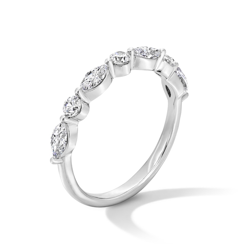 Main Image 2 of 1/2 CT. T.W. Marquise and Round Certified Lab-Grown Diamond Alternating Band in 14K White Gold (F/VS2)